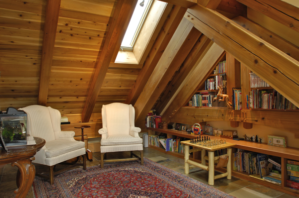 Bragg Creek timber home, loft seating area