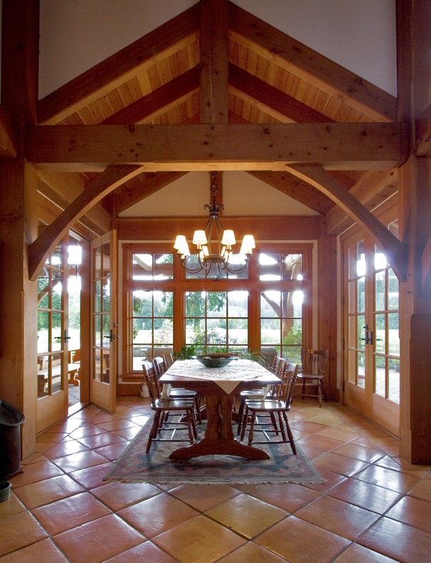 Timber frame home, dining area