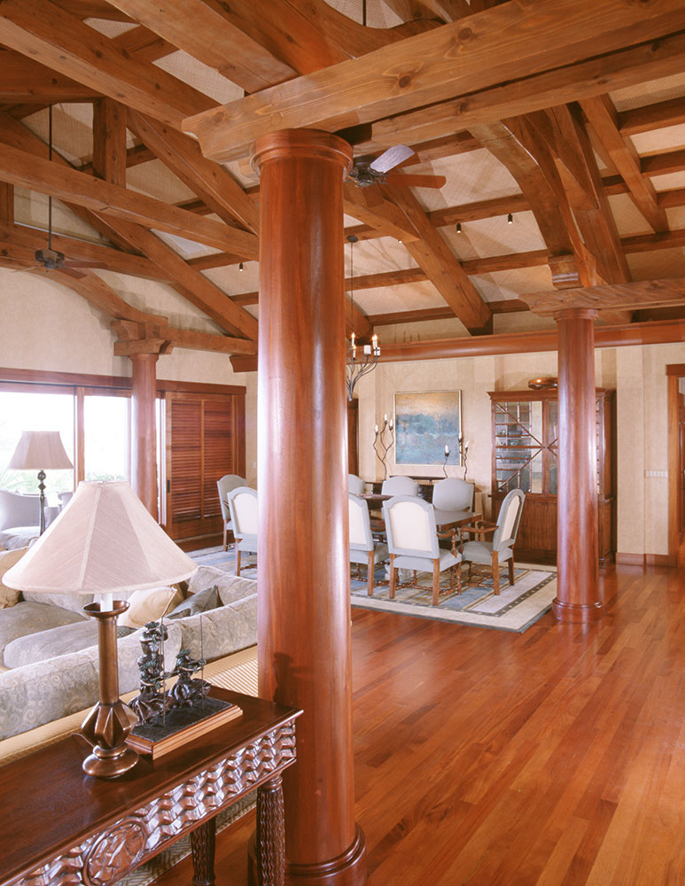 Timber frame trusses, Hawaiian great room