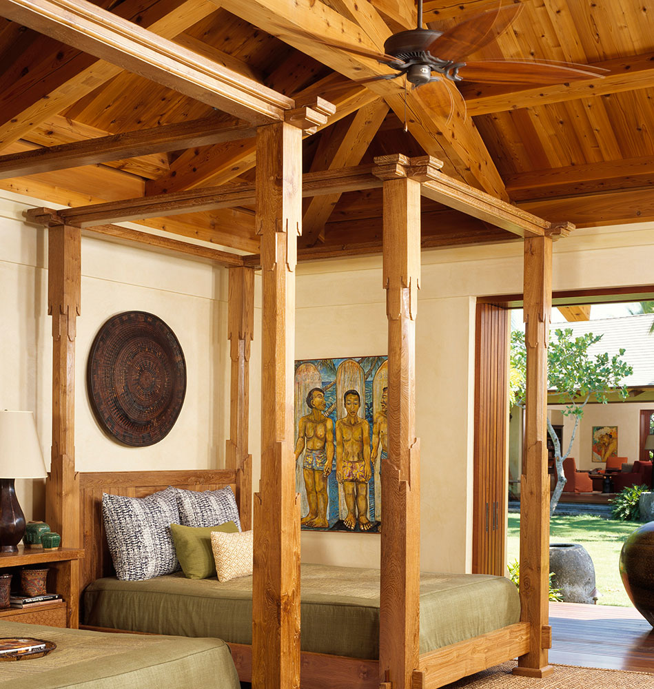 Hawaiian timber frame house, guest room