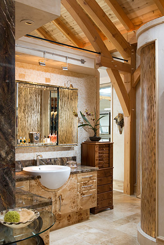 Westcliffe timber frame home master bathroom