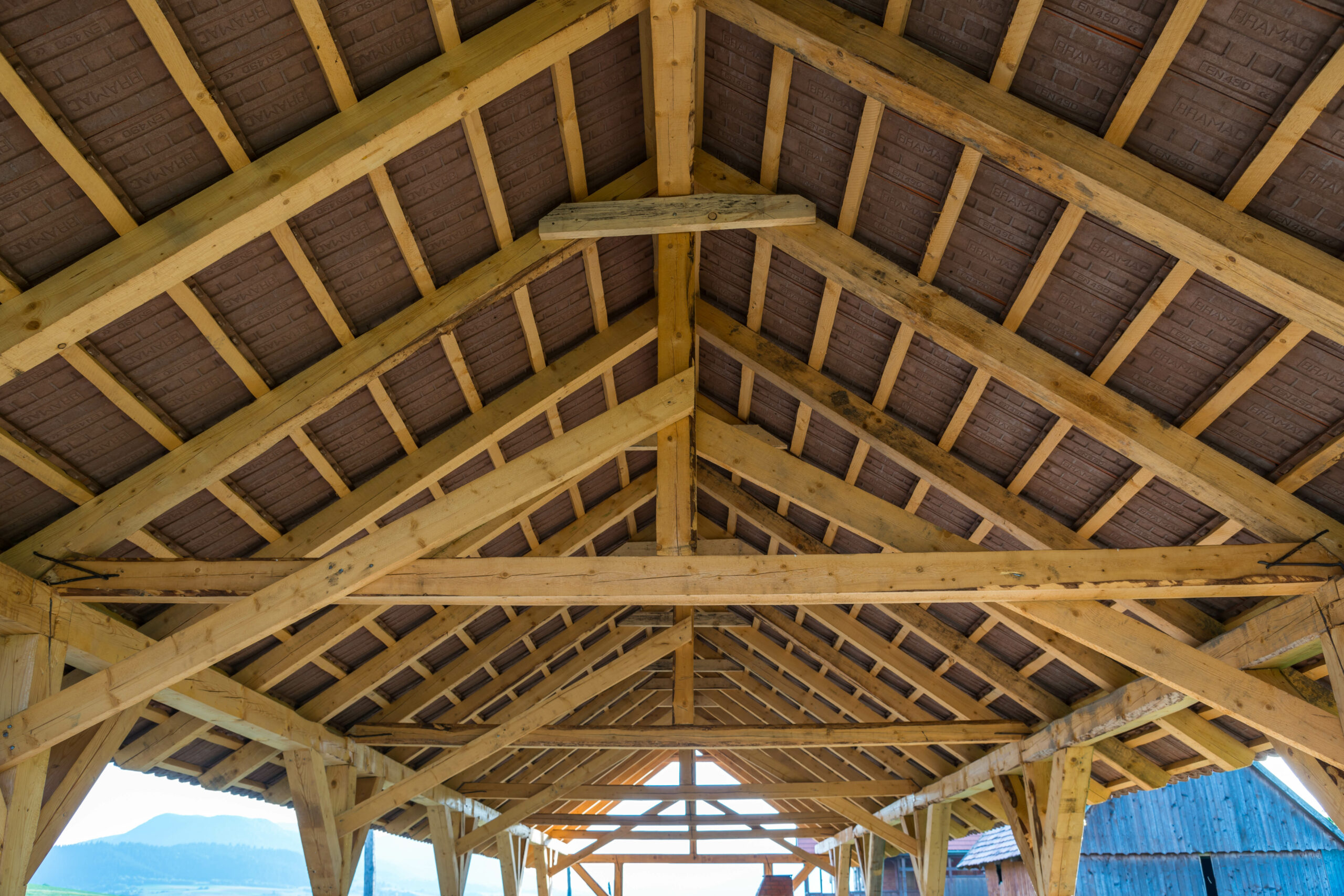 A timber frame building that is being constructed by partnering with Hamill Creek.